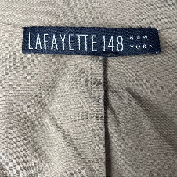 Lafayette 148 Dress Women’s Medium Green Knee Length Collar Ruched Casual - Picture 7 of 9